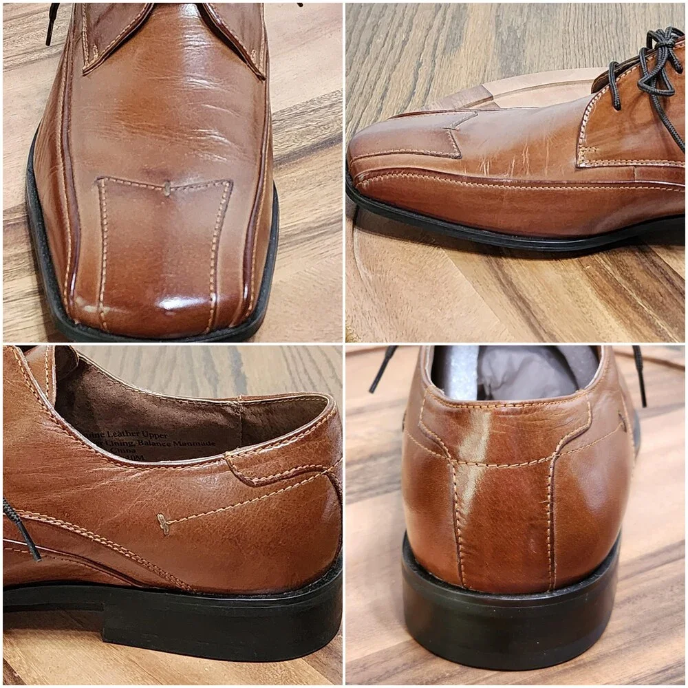 Stacy Adams Shoes Mens Size 10 Brown Leather Derby Dress Square Toe 23292-03